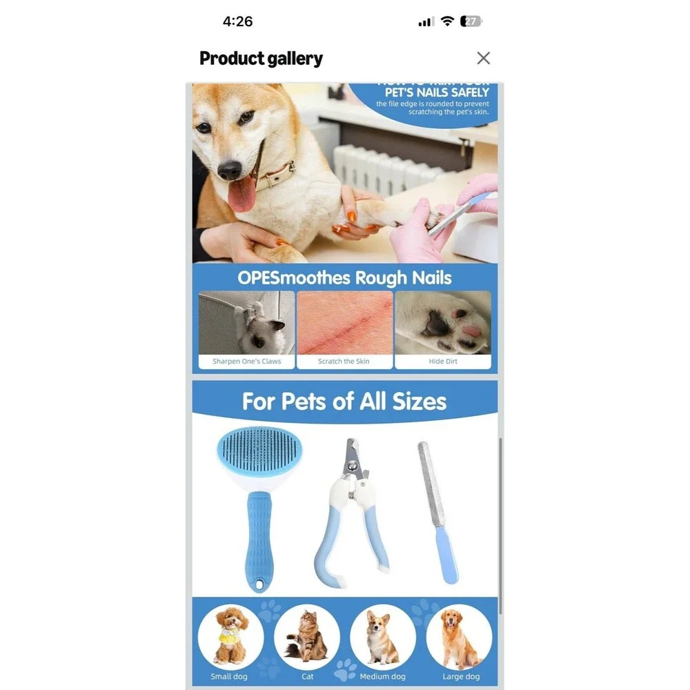 Pet Grooming Brush Nail Clipper FileFor Pet, Stainless Steel,NEW